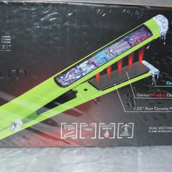 Royale Platinum Genius Heating Hair Straightener Pure Ceramic Plates 1.25" Lime - Picture 5 of 11